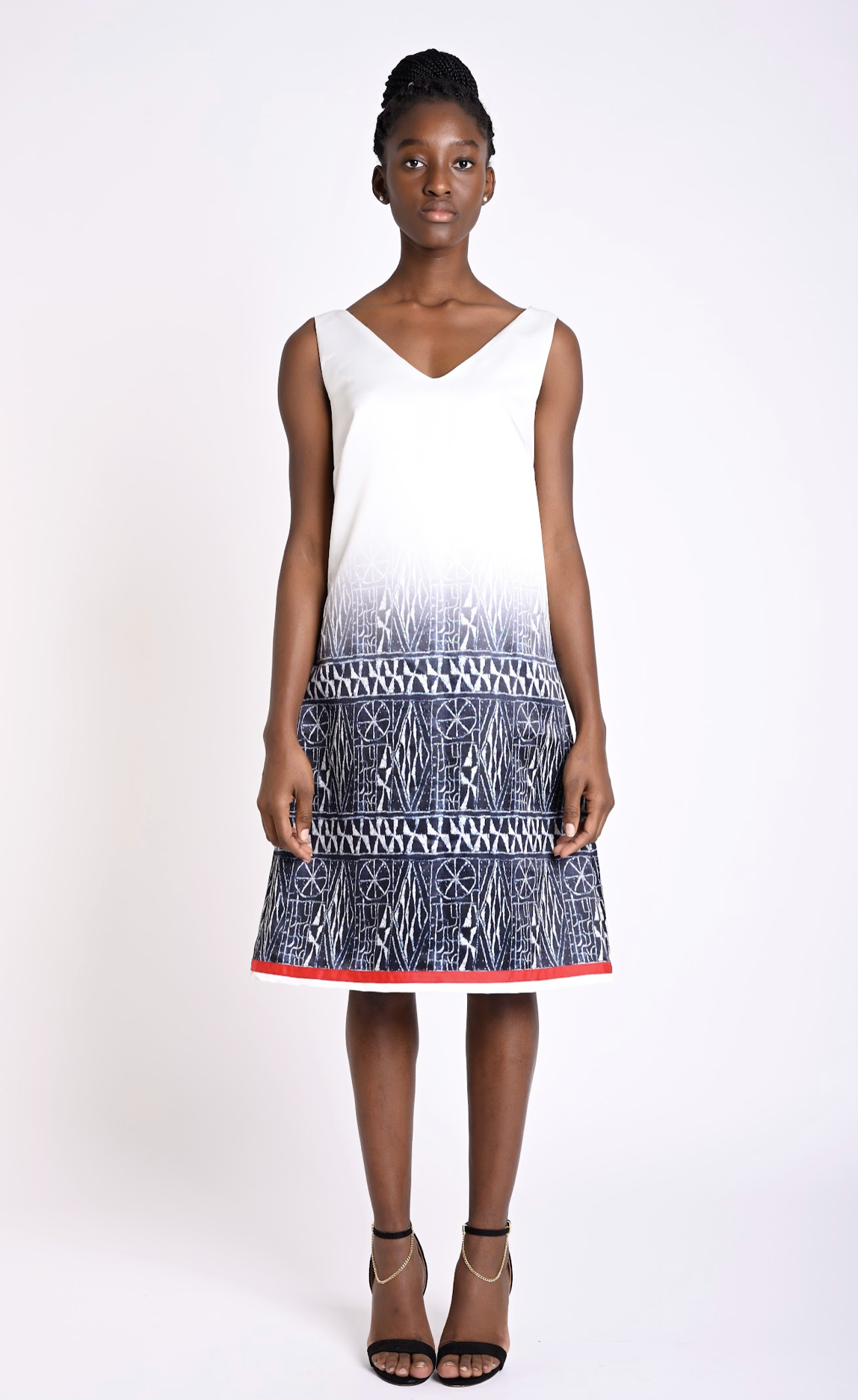 Trapeze dress with Ndop Bamileke print