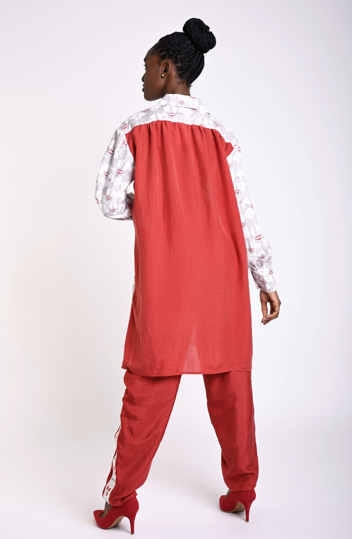 Red Mask-print detail Trousers