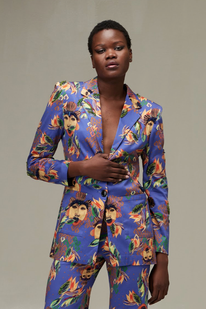 Beaded printed jacket