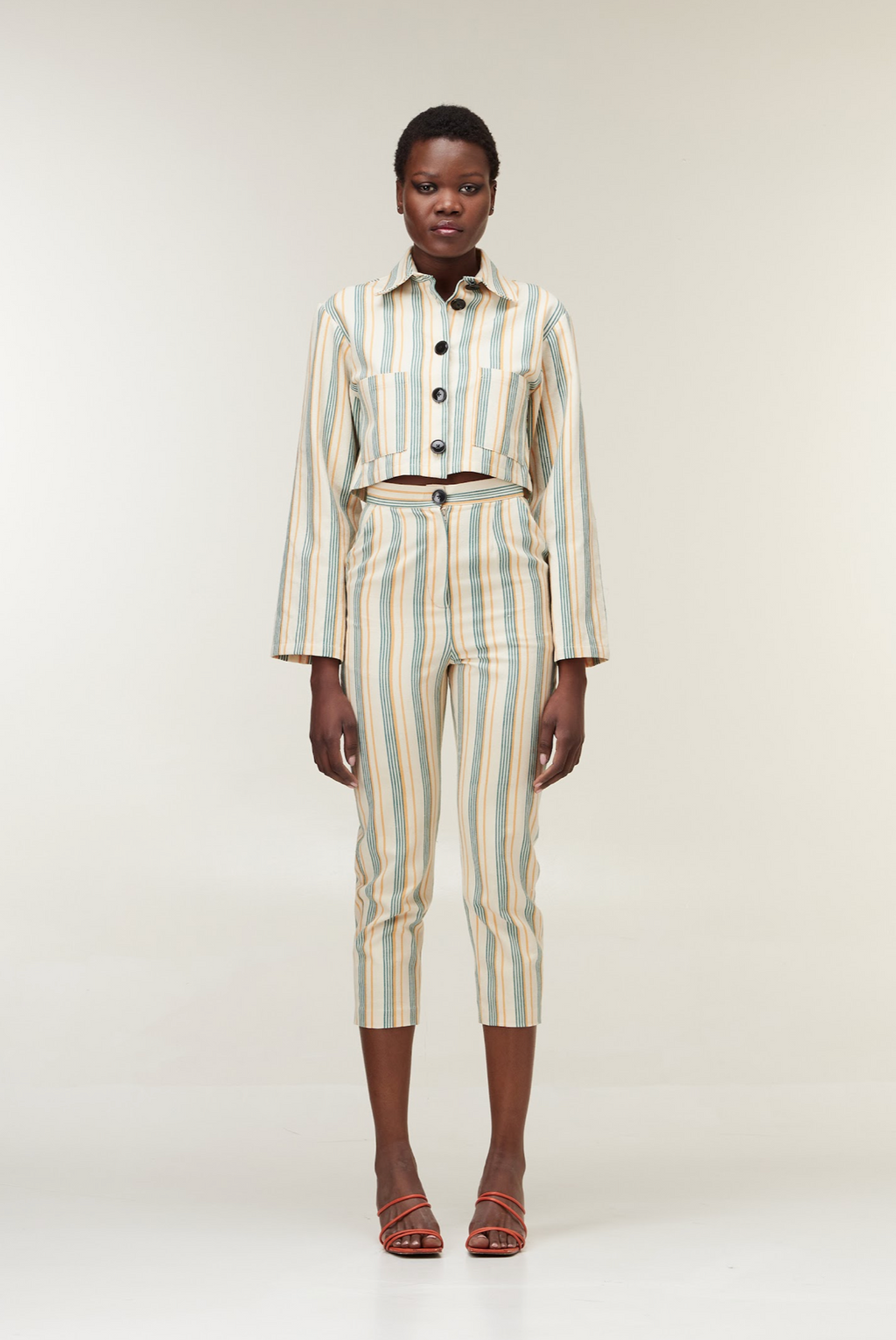 Striped capri trousers