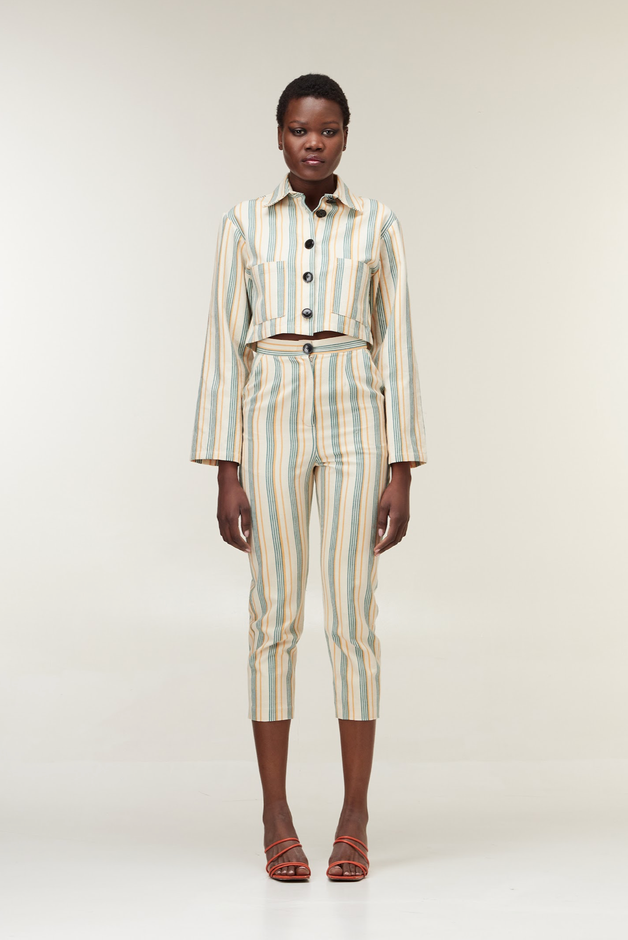 Striped capri trousers