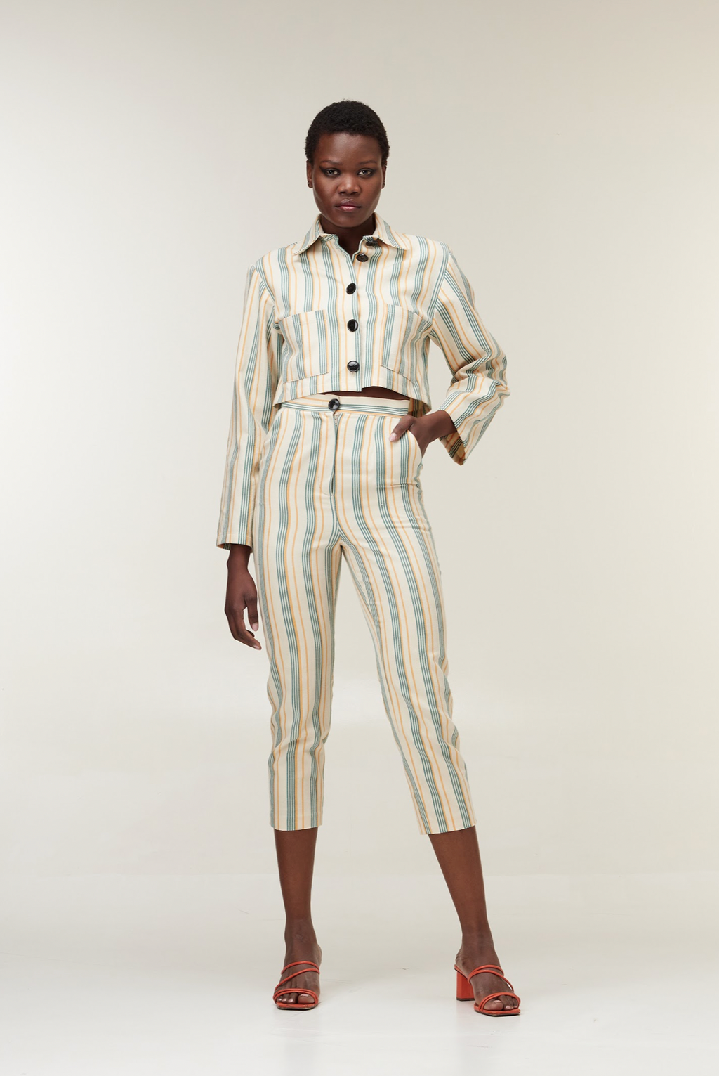 Striped capri trousers