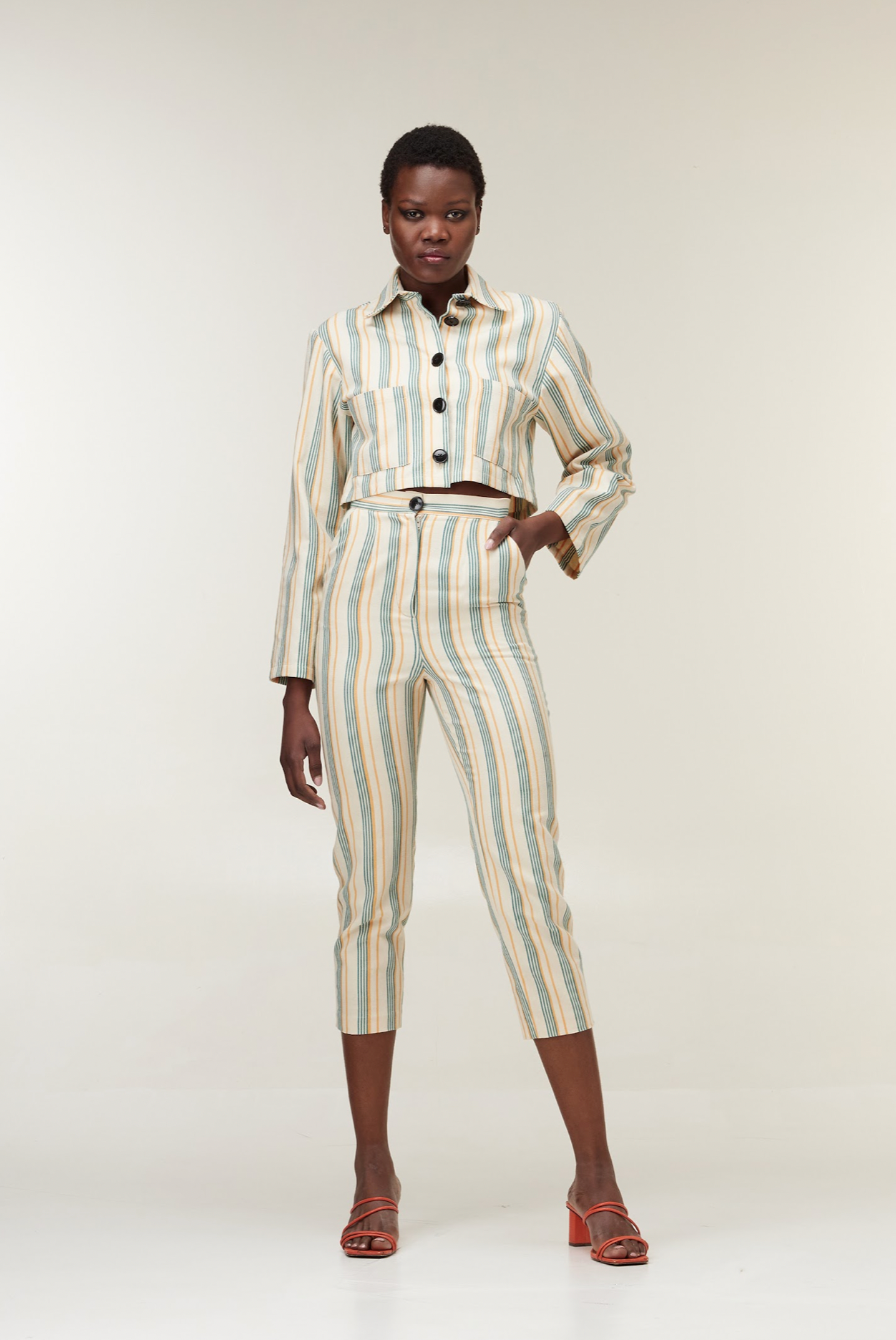 Striped capri trousers