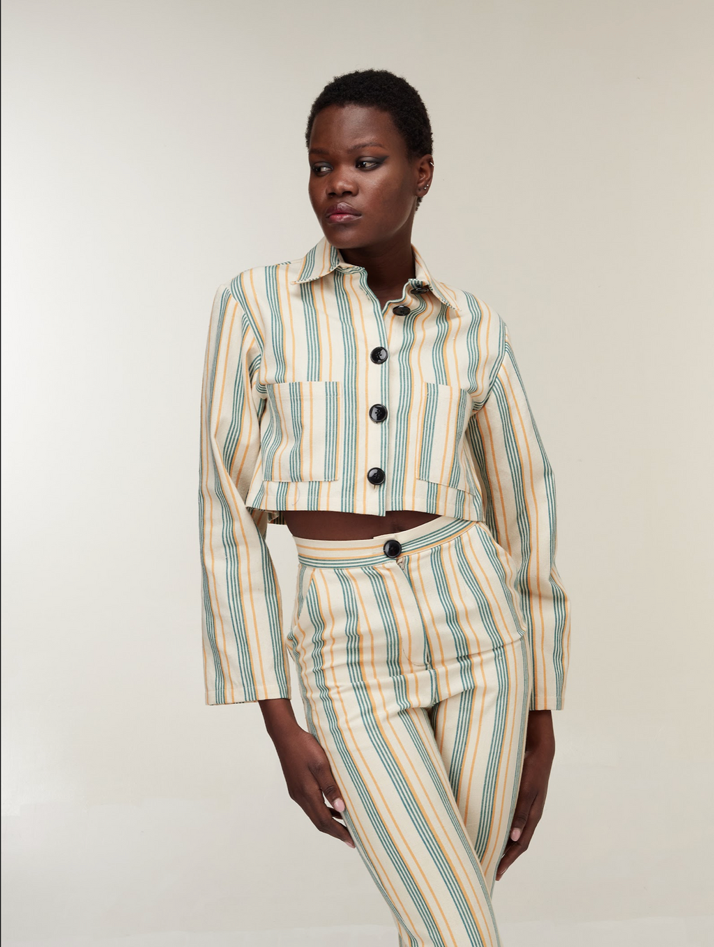 Striped cropped jacket