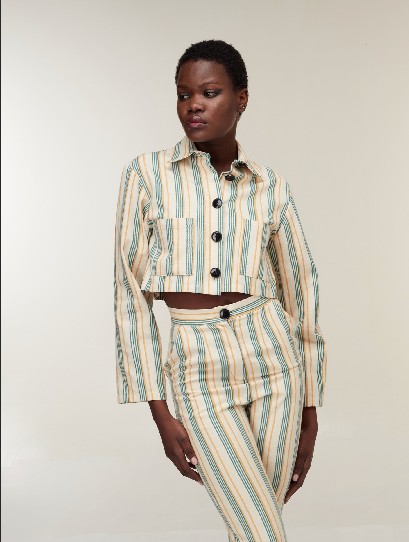 Striped cropped jacket