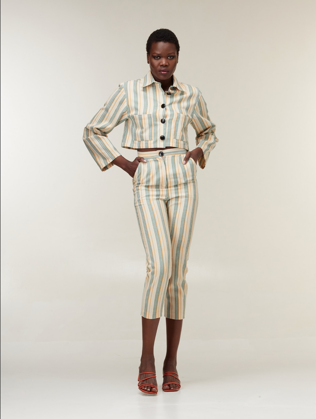 Striped cropped jacket