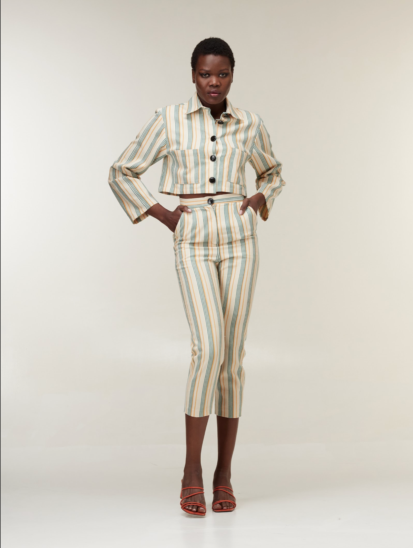 Striped cropped jacket