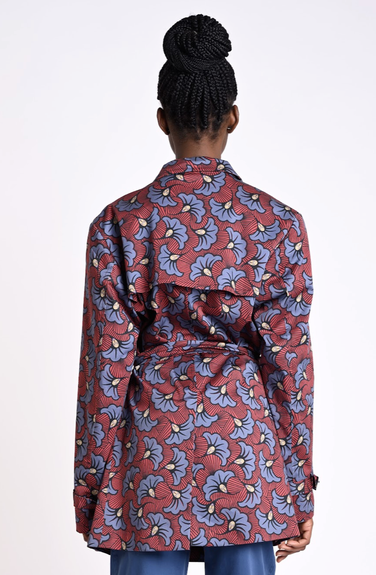 Printed trench coat