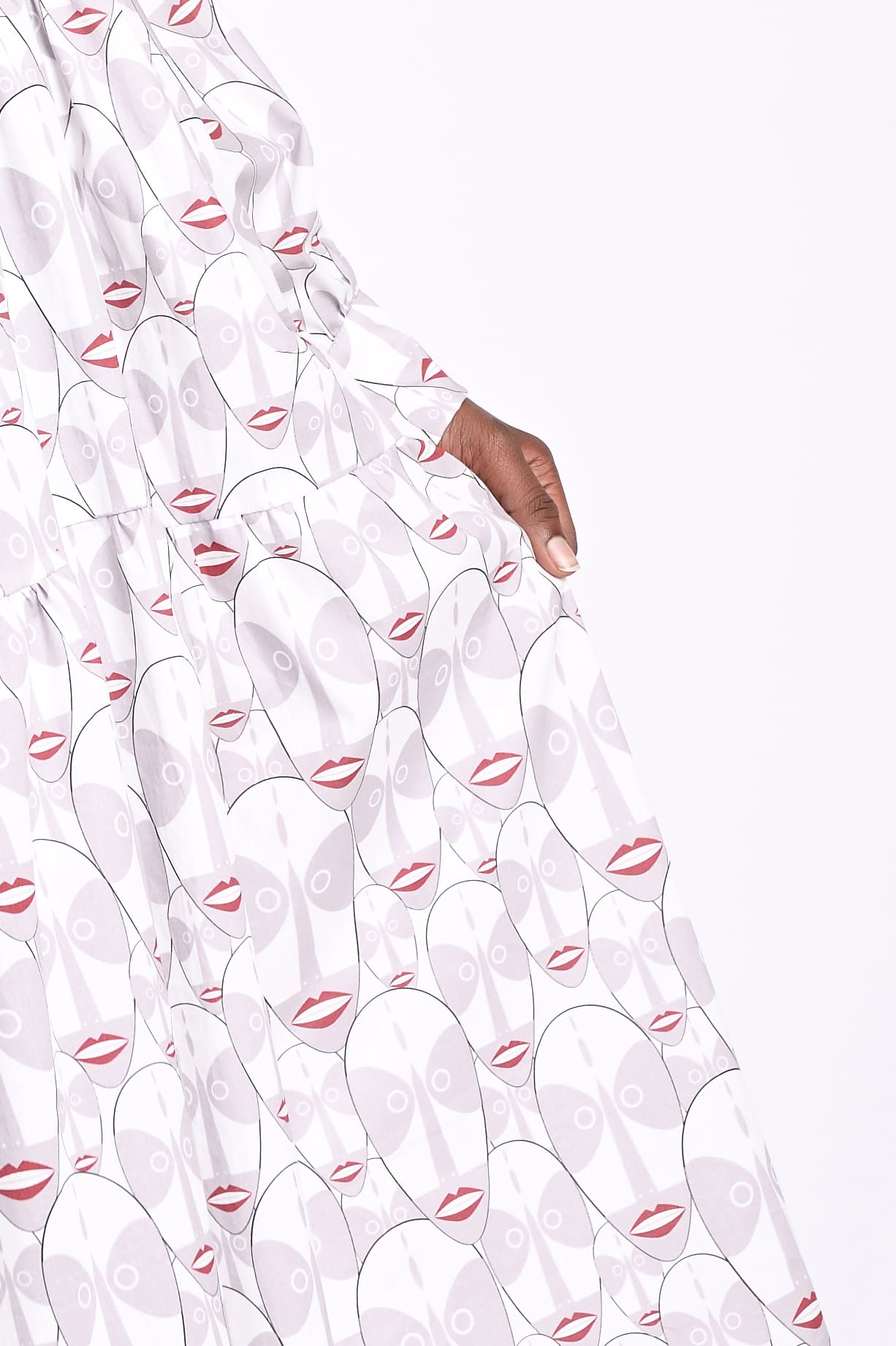 Layer style collar neck printed dress